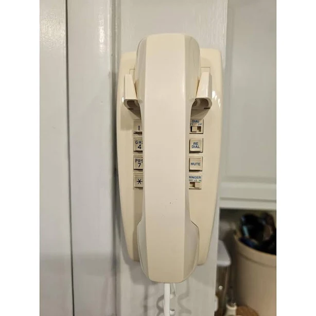 Vintage AT&T Ivory Beige Push Touch Tone Button Wall Mounted Phone Telephone