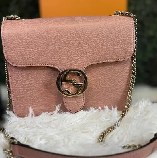 Gucci Pink Leather Interlocking Gg Crossbody