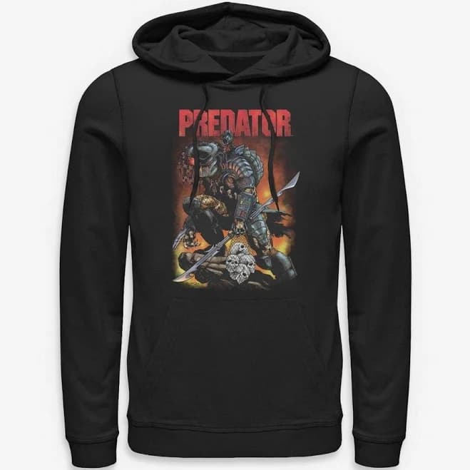 Alien Predator Skull Sack Graphic Hoodie