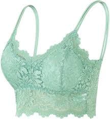 3-Pack Women's Lace Bralette - Seamless, Wireless with Removable Pads, Adjustable Straps, Solid Colors, Sizes S-XXL (Beige/Black/Green,Small) at Amazon Women's Clothing store