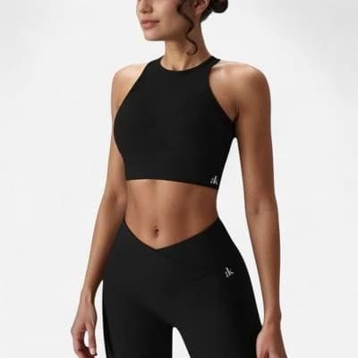 Anna-Kaci Women's High Neck Racerback Sports Crop Top