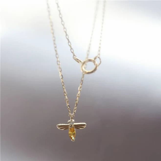 Delicate Gold Bee Pendant Necklace
