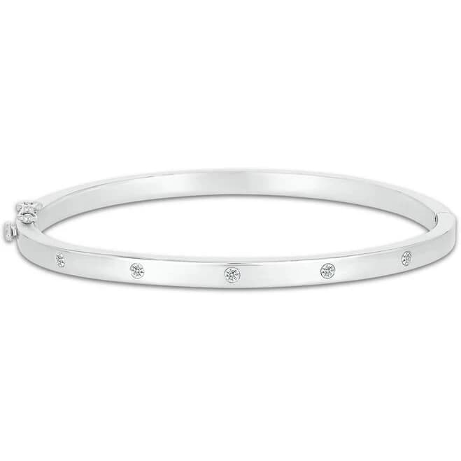 1/6 Ct Diamond Five-Stone Bangle Bracelet in Sterling Silver