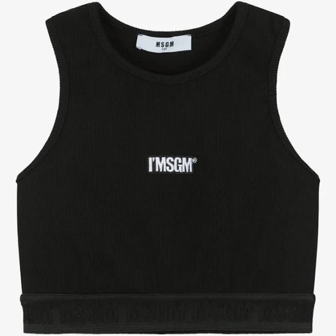 MSGM Girls Ribbed Cropped Top
