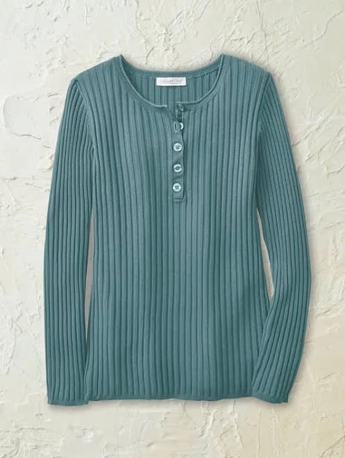 Ribbed Henley Sweater