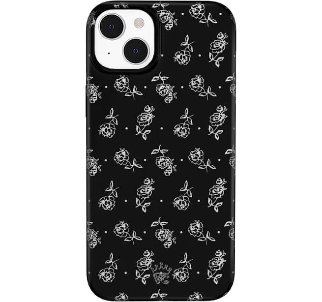 XIZYO for iPhone 14 Case, Floral Flower Cute Aesthetic Case for Women Girls Rose Pattern Slim TPU Bumper Shockproof Protective Cover for iPhone 14 6.1 Inch, Branch Rose/Black