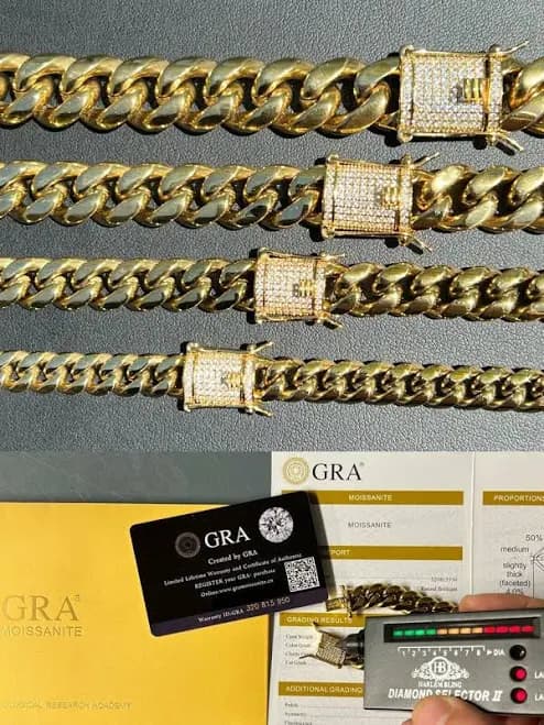 Real Miami Cuban Link Chain Necklace Bracelet