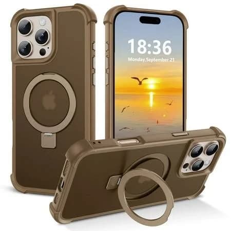 Veningo Magnetic for iPhone 16 Pro Max Case with Stand,Compatible with Mag-safe,Anti Slip and shockproof Protective Case,Desert Gold