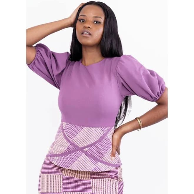 African Print Puff Sleeve Fusion Top