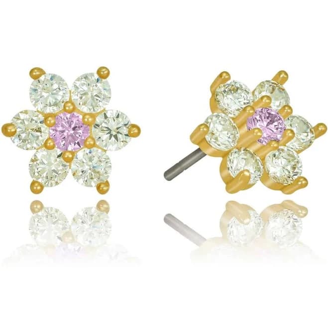 Cubic Zirconia Flower Stud Earrings