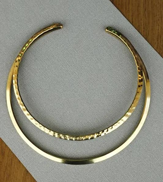 Hammered Gold Brass Minimalist Choker Necklace
