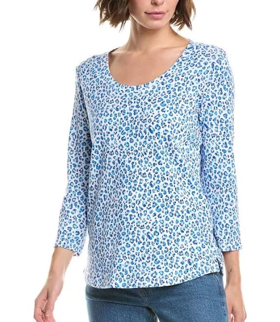 Tommy Bahama Women's Ashby Isles Lux Leo 3/4-Sleeve Cotton T-Shirt