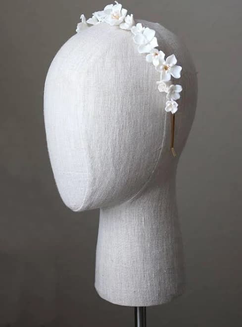 Eden Luxe Bridal Porcelain Floral and Crystal Headpiece Tiara