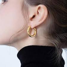 Amazon.com: sovesi Chunky 14K Gold Plated Hoop Earrings for Women with 925 Sterling Silver Post, Thick Hoops Earrings for Women: Clothing, Shoes & Jewelry