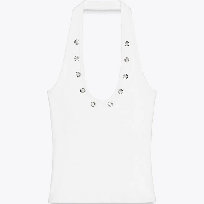 Zara Women's Halter T-Shirt with Rings