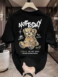 Cartoon Bear Pattern T-shirt Men NOT TODAY Printed Short Sleeved Luxury Man Tops Unisex T Shirts Summer Street Casual Men's Tees - AliExpress