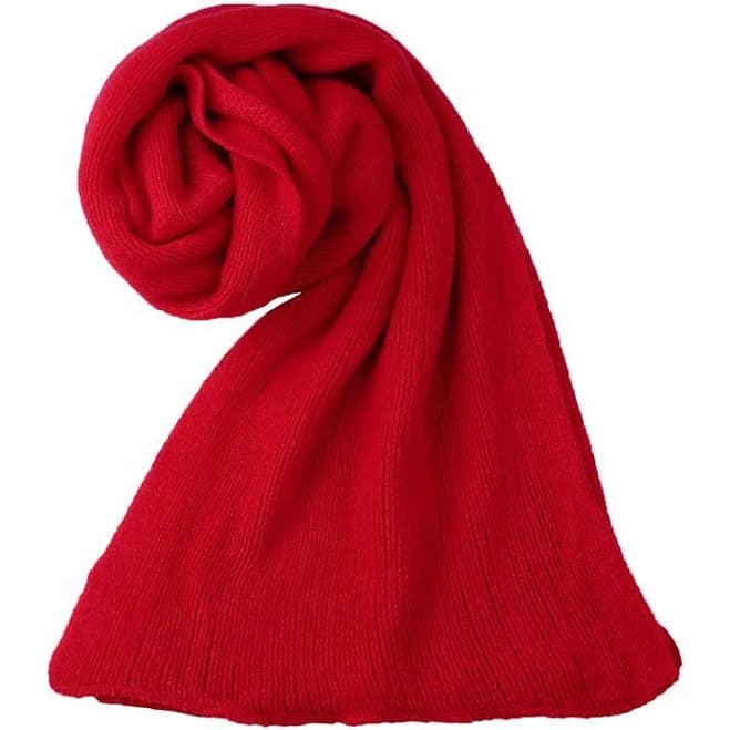 Women's Rectangle Shape Winter Warm Long Knitted Scarf, Red