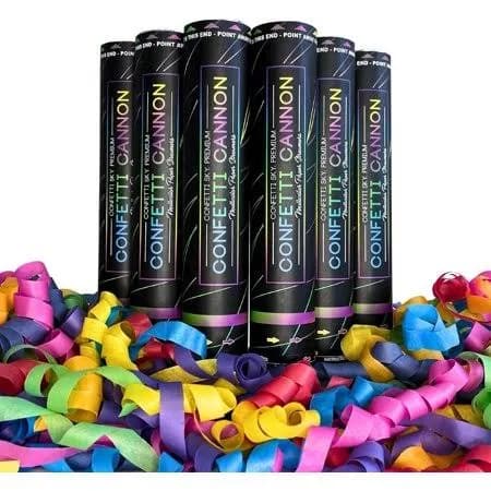 [6 Pack] 12 Inch Confetti Cannons | Multicolor Streamers Poppers for Wedding Celebration, Birthday Party, Pranks, Graduation, Christmas Eve and New