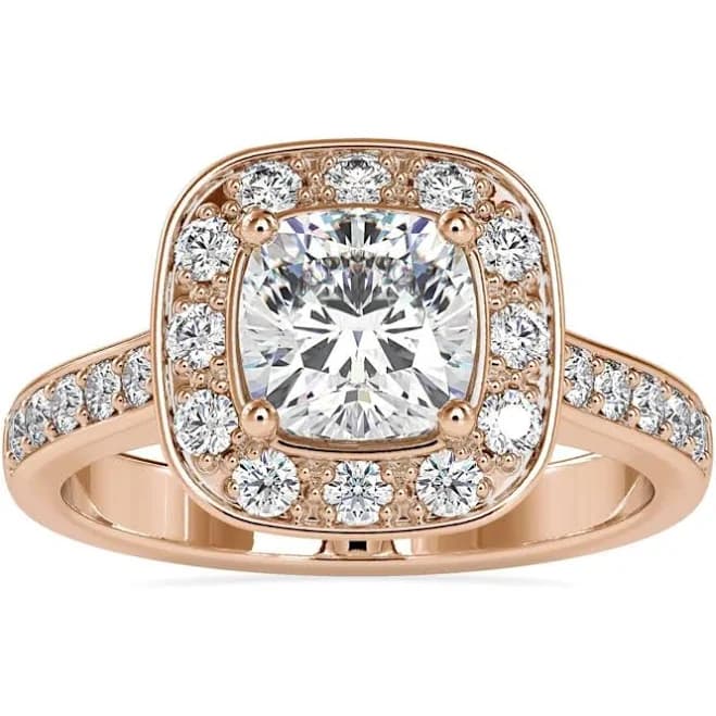 Cushion Halo Engagement Ring Pave Channel Set Design