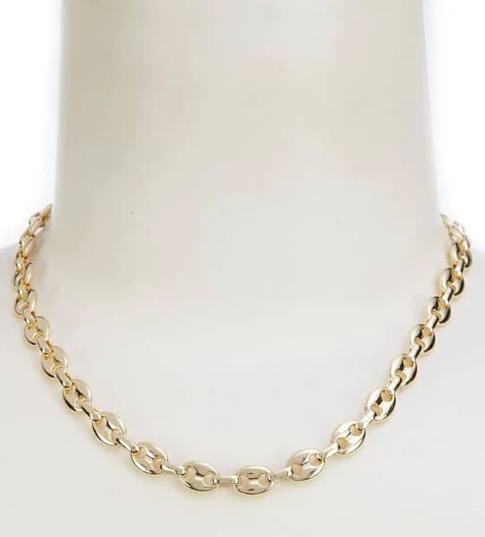 Anna Ava 18K Gold Waterproof Flat Link Chain Necklace