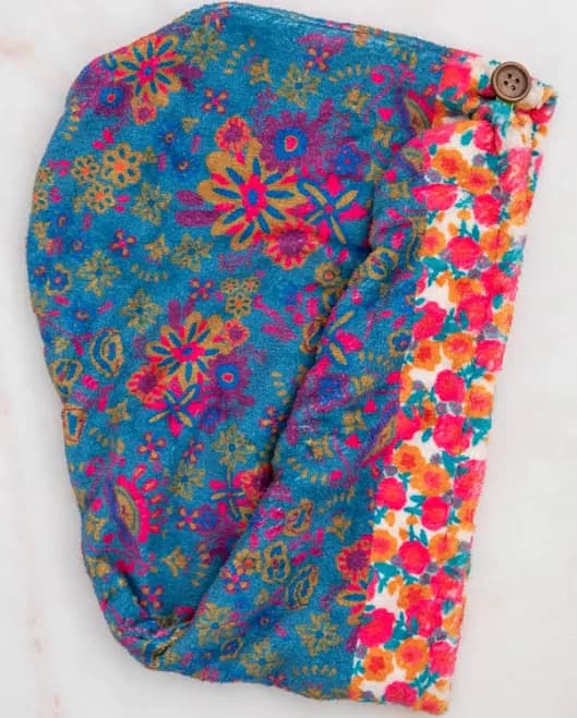 Microfiber Hair Towel Wrap - Teal Floral