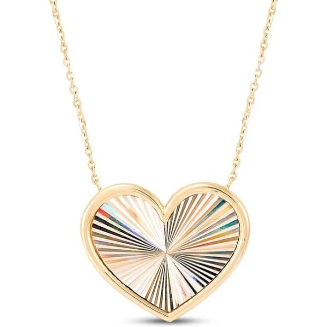 10K Yellow Gold Textured Heart Necklace
