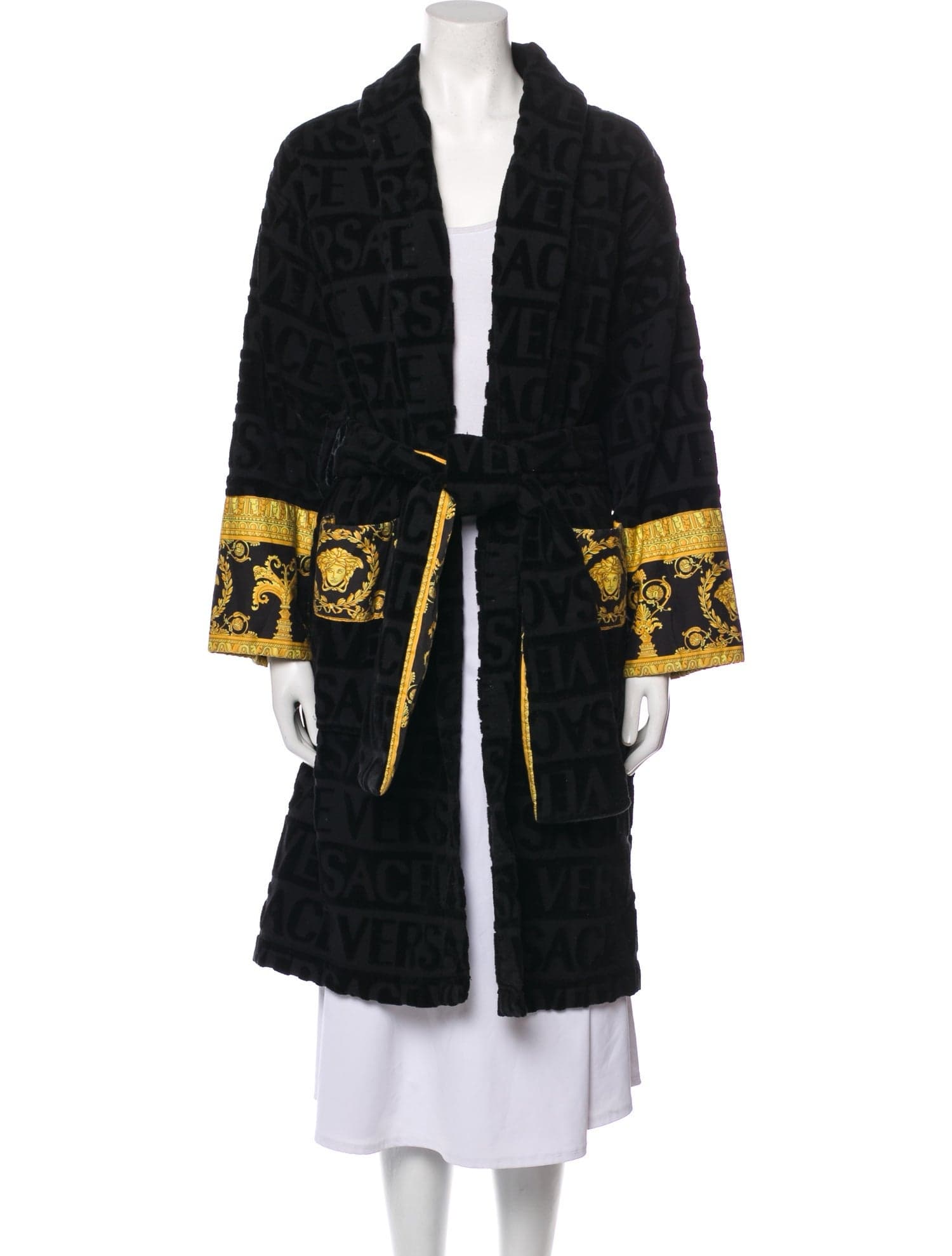 Versace Printed Crystal Embellishments Robe - Black Loungewear, Clothing - VES172640 | The RealReal