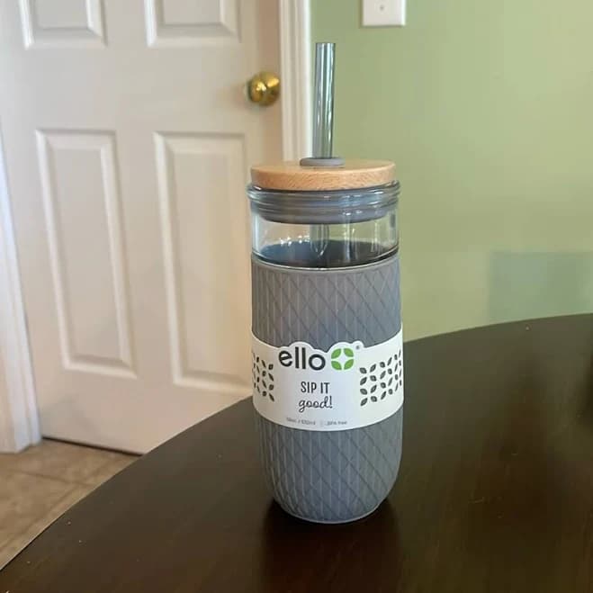 Ello Dining | Ello Glass Tumbler With Straw-New | Color: Gray | Size: Os | Doxiemom45's Closet