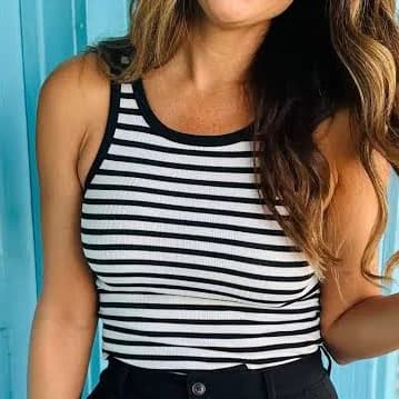 Z Supply Classic Striped Scoop Tank- Black Small