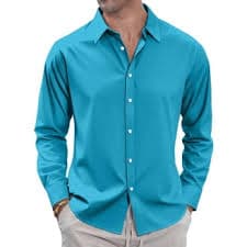 Iugvhana Men's Dress Shirts Casual Cardigan Solid Oxford Textile Long Sleeve Shirts Lapel Button Down Business Shirt Dark Blue XL - Walmart.com