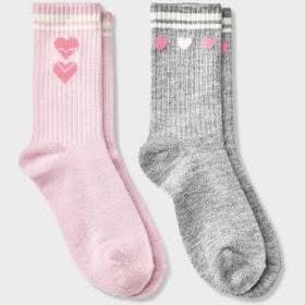 Cat & Jack Girls' 2 Pack Heart Crew Socks