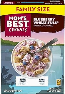 Mom's Best Blueberry Wheatfuls Shredded Wheat Cereal, Made with Whole Grain, No Artificial Flavors or Preservatives, 22 oz Box