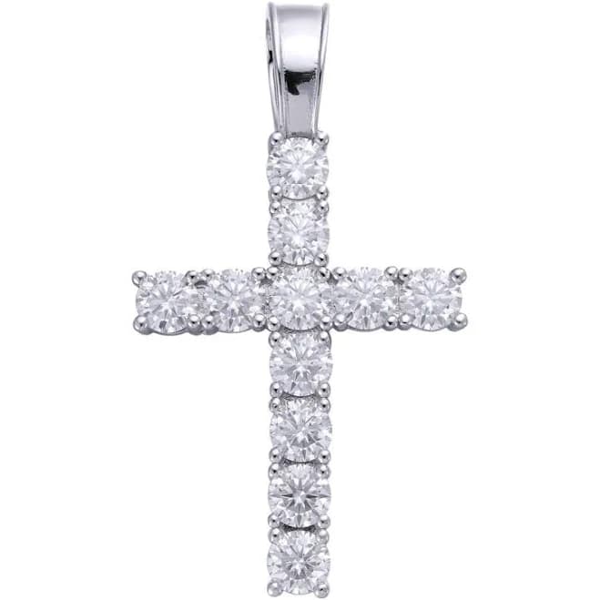Iced Out CZ Tennis Cross Pendant in 925 Silver