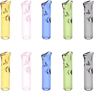 10PCS Reusable Glass Filter Tips Glass Tips Rolling Tip Mouthpieces for Joints (5 Color)