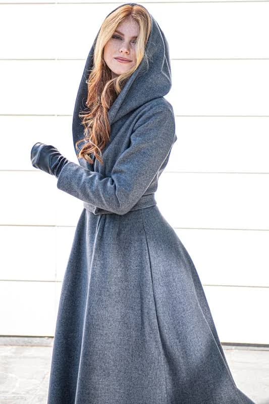 Princess Merino Wool Hooded Maxi Coat