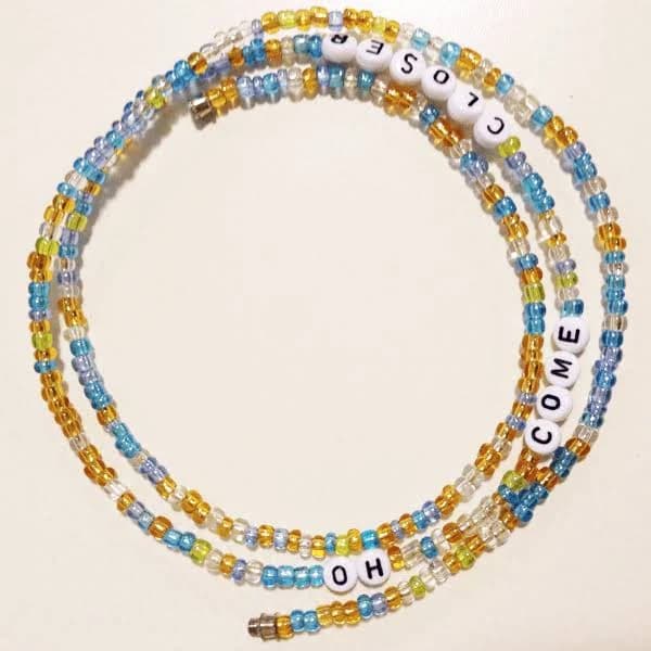 Clear Gold Text Waist Beads