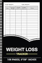 Weight Loss Tracker: Daily weight loss log book to record and monitor your body weight loss and gain - 108 Pages 6"x9" Inche