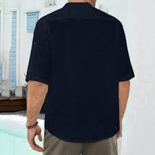 Mens Dress Shirts Slim Fit Men'S Summer Casual Solid Shirt Half Sleeve Stand Collar Blouse Tops - Walmart Business Supplies
