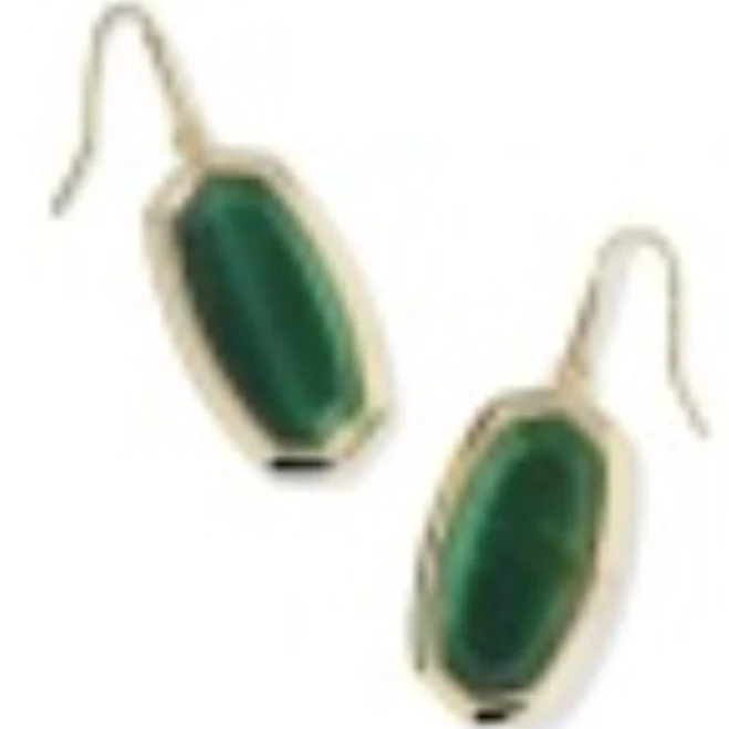 Dani Bezel Drop Earrings Green Tiger's Eye / ONE_SIZE