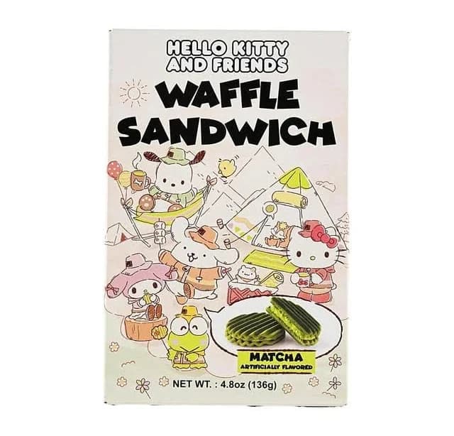 Sanrio Hello Kitty and Friends Waffle Sandwich Cookie Matcha Flavor 4.8 oz