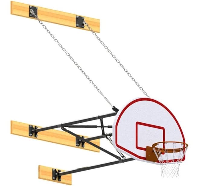 Jaypro Basketball Backstop - Wall-Mounted - Shooting Station - 3-Point Fan Backboard (3 ft.-6-1/2 ft. Wall Offset)