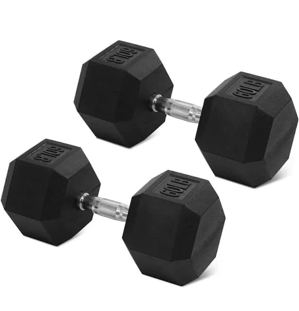 Balancefrom Encased Non-Slip Grip Rubber Hex Dumbbells