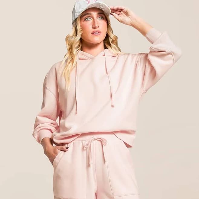 Gilded Intent Women's Cotton Boxy Hooded Sweatshirt with Buckle