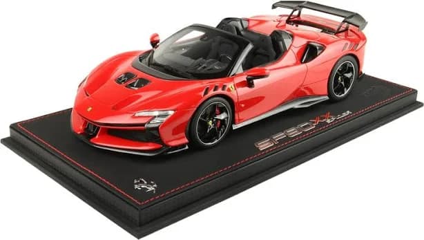 Ferrari SF90 XX Spider Red Corsa 322 and black with Display Case in 1:18 scale by BBR