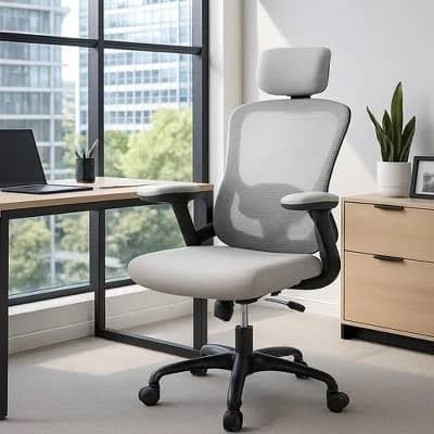 Premium Ergonomic High-Grey Mesh Office Chair