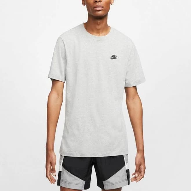 Nike Men's Sportswear Club Graphic T-Shirt Dk Grey Heather/Black - Men's Athletic Performance Tops at Academy Sports