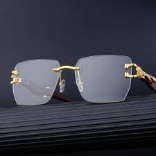 Amazon.com: LVTFCO Vintage Square Rimless Sunglasses Men Women Luxury Frameless Sun Glasses Male Leopard Shades,7549,C2 Gradient Gray : Clothing, Shoes & Jewelry