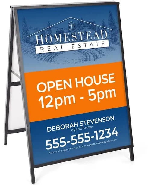 Black Finish Steel Sidewalk Sign Frame