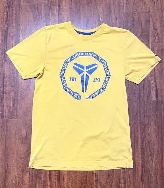Nike Dri Fit Kobe Bryant Yellow T Shirt Mens Size Small Purple Mamba