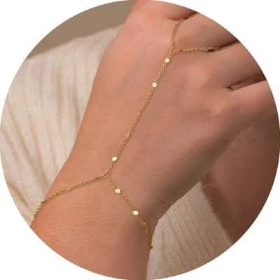 18K Gold Adjustable Hand Chain Bracelet with Coins